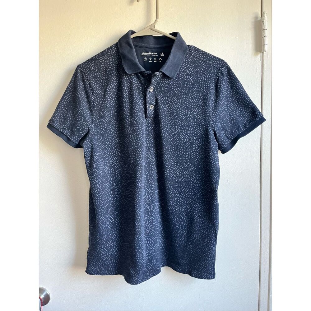 Abercrombie & Fitch Polo Small Mens Navy and Blue Short Sleeve Pattern Work
